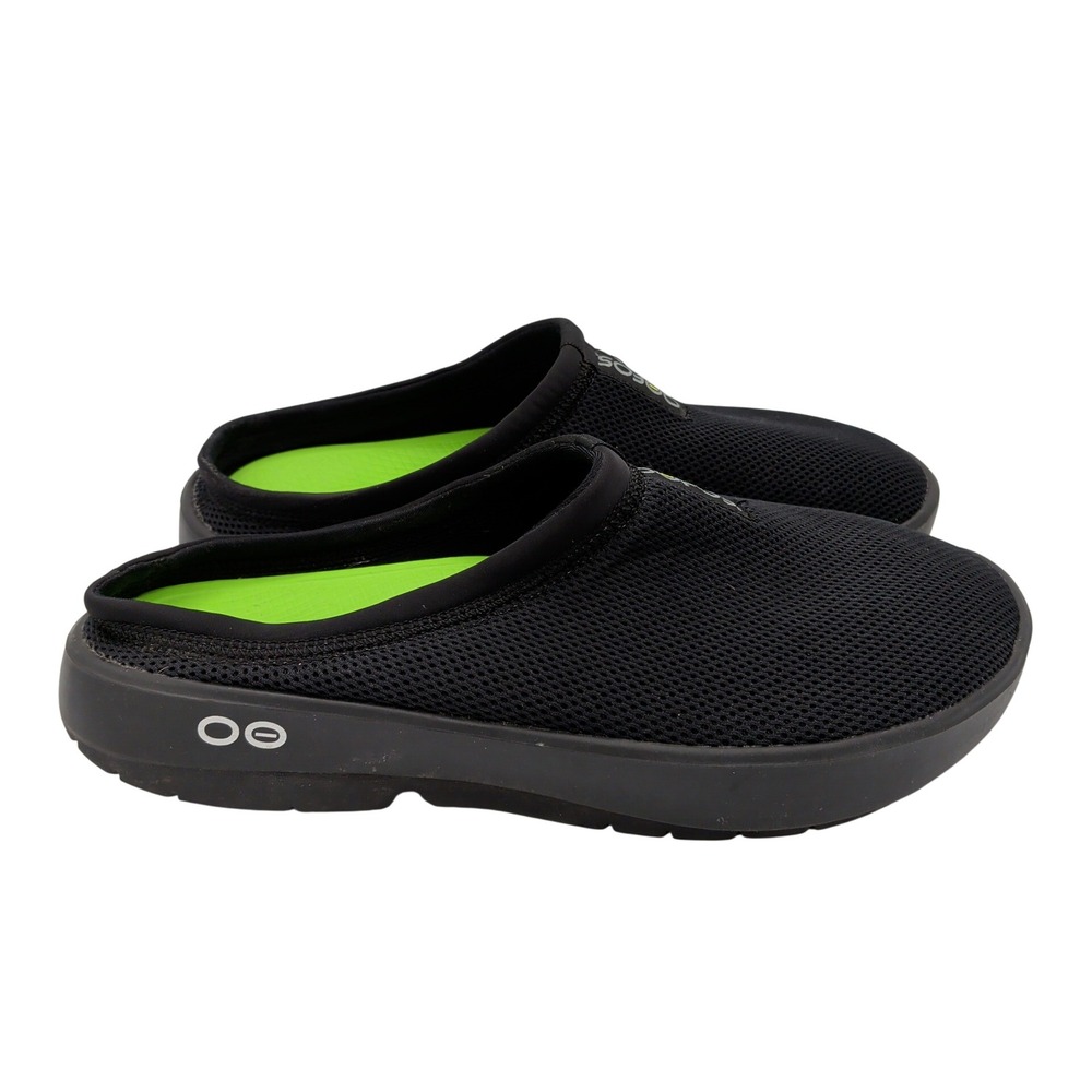 OOFOS OOcoozie Sport Mules Mesh Low Mens 11 Black Recovery Shoes Slip On Clog